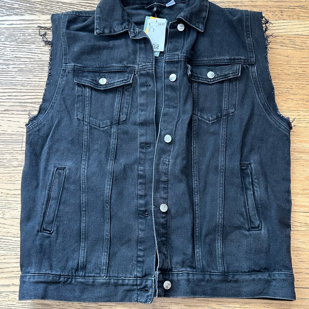 H&M Black Sleeveless Denim Vest